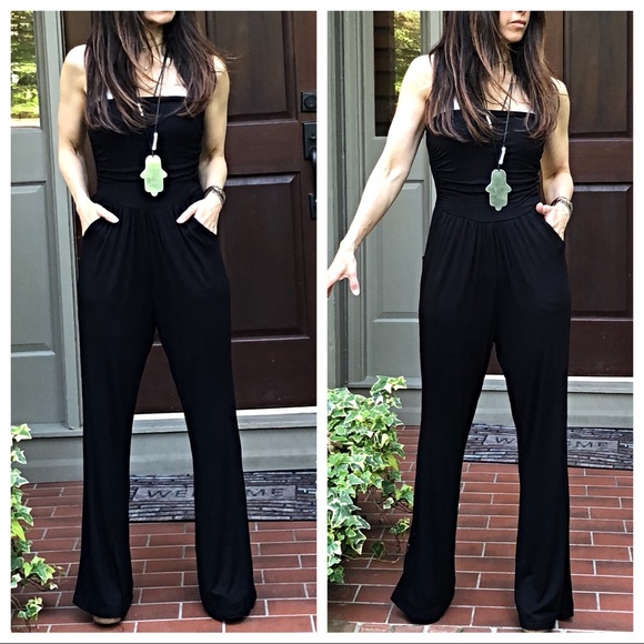 ✨LAST ONE✨Black tube side pocket jumpsuit - Picture 2 of 4